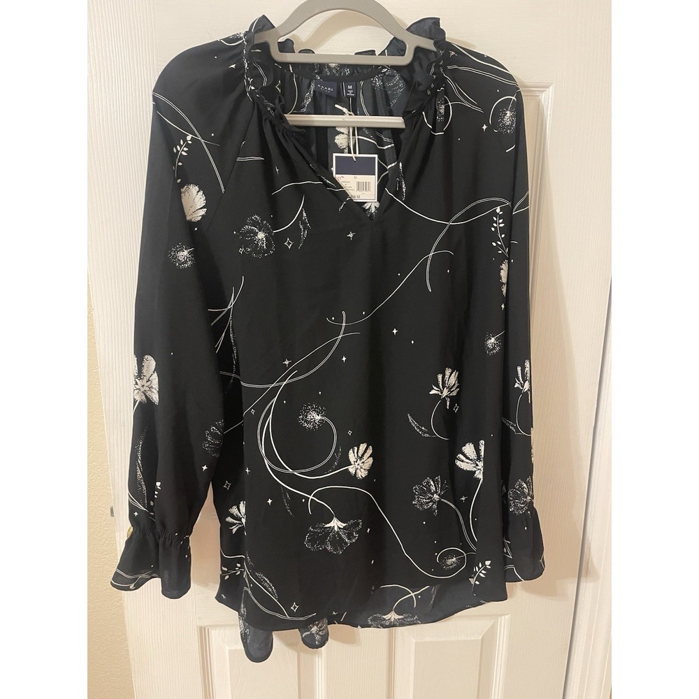 Kari Blue Blouse Medium BLACKFLWR everyday essentials NWT